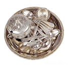 Silver Trays and Flatware